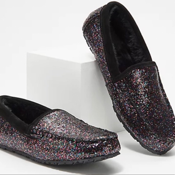 Clarks Shoes Nwt Clarks Women Faux Fur Glitter Moccasin Slippers